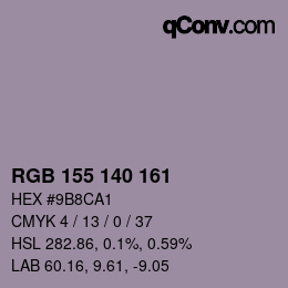 Color code: RGB 155 140 161 | qconv.com