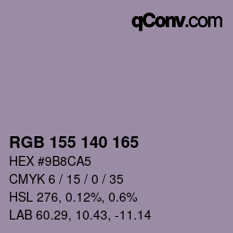 カラーコード: RGB 155 140 165 | qconv.com