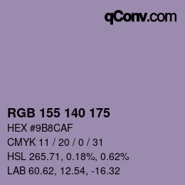 カラーコード: RGB 155 140 175 | qconv.com