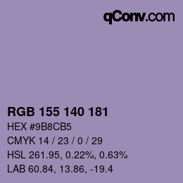 カラーコード: RGB 155 140 181 | qconv.com