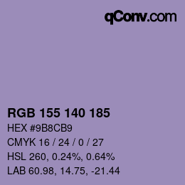 カラーコード: RGB 155 140 185 | qconv.com