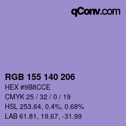 カラーコード: RGB 155 140 206 | qconv.com
