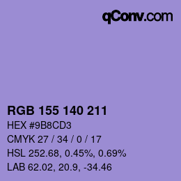 カラーコード: RGB 155 140 211 | qconv.com