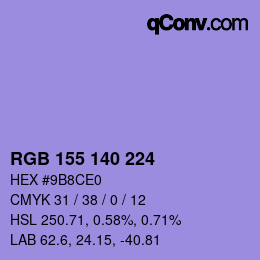 颜色代码: RGB 155 140 224 | qconv.com