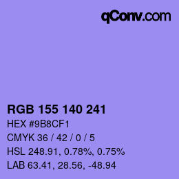 Color code: RGB 155 140 241 | qconv.com