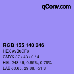 颜色代码: RGB 155 140 246 | qconv.com