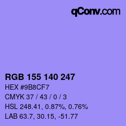 カラーコード: RGB 155 140 247 | qconv.com