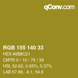 Color code: RGB 155 140 33 | qconv.com