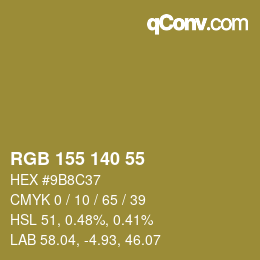 カラーコード: RGB 155 140 55 | qconv.com