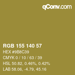 Color code: RGB 155 140 57 | qconv.com