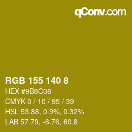 Color code: RGB 155 140 8 | qconv.com