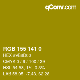 Farbcode: RGB 155 141 0 | qconv.com