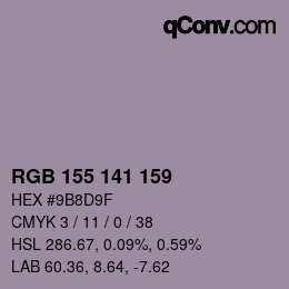 カラーコード: RGB 155 141 159 | qconv.com