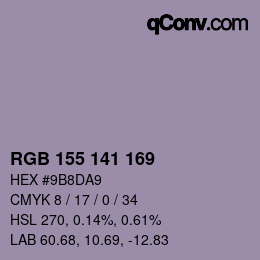 Color code: RGB 155 141 169 | qconv.com