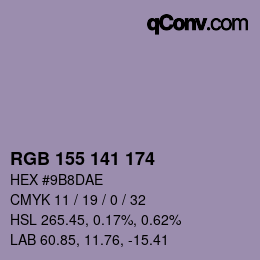 カラーコード: RGB 155 141 174 | qconv.com