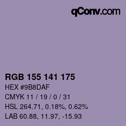 Color code: RGB 155 141 175 | qconv.com