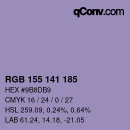 カラーコード: RGB 155 141 185 | qconv.com
