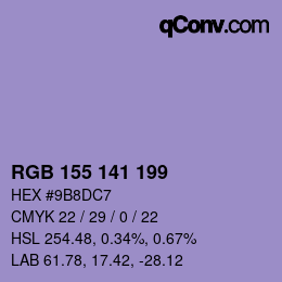 カラーコード: RGB 155 141 199 | qconv.com