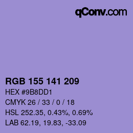 カラーコード: RGB 155 141 209 | qconv.com