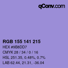 Color code: RGB 155 141 215 | qconv.com