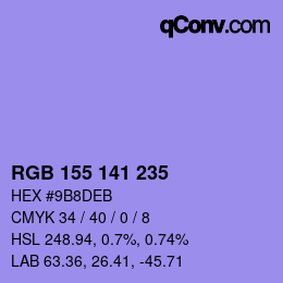 カラーコード: RGB 155 141 235 | qconv.com