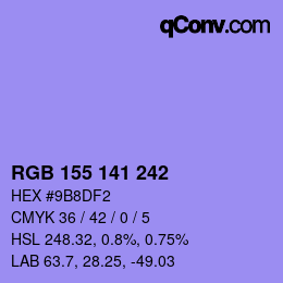 カラーコード: RGB 155 141 242 | qconv.com