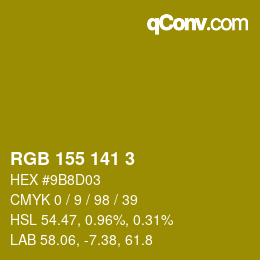 颜色代码: RGB 155 141 3 | qconv.com