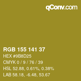颜色代码: RGB 155 141 37 | qconv.com