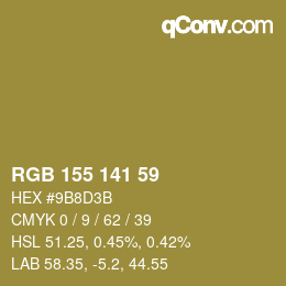 颜色代码: RGB 155 141 59 | qconv.com