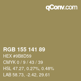 カラーコード: RGB 155 141 89 | qconv.com