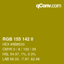 カラーコード: RGB 155 142 0 | qconv.com
