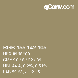 カラーコード: RGB 155 142 105 | qconv.com