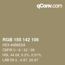 Color code: RGB 155 142 106 | qconv.com