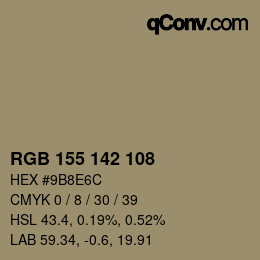 Color code: RGB 155 142 108 | qconv.com