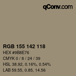 Color code: RGB 155 142 118 | qconv.com