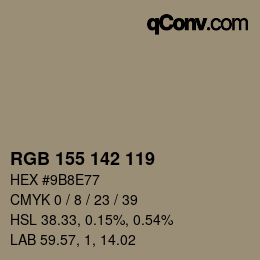 Color code: RGB 155 142 119 | qconv.com