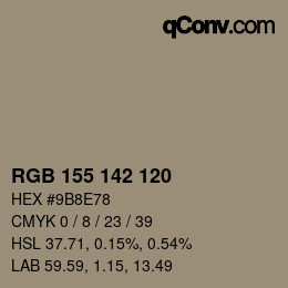 Color code: RGB 155 142 120 | qconv.com
