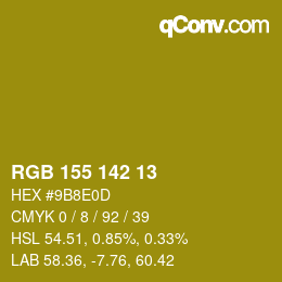 颜色代码: RGB 155 142 13 | qconv.com