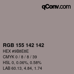 カラーコード: RGB 155 142 142 | qconv.com