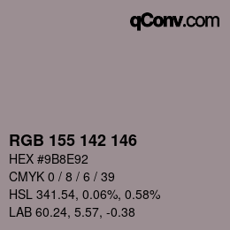 颜色代码: RGB 155 142 146 | qconv.com