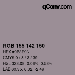 Color code: RGB 155 142 150 | qconv.com