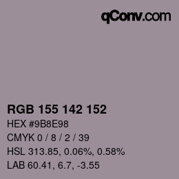 颜色代码: RGB 155 142 152 | qconv.com