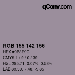 颜色代码: RGB 155 142 156 | qconv.com