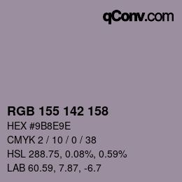 Color code: RGB 155 142 158 | qconv.com