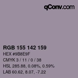 颜色代码: RGB 155 142 159 | qconv.com