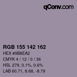カラーコード: RGB 155 142 162 | qconv.com