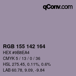 颜色代码: RGB 155 142 164 | qconv.com