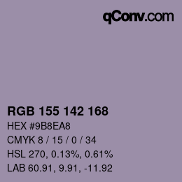 カラーコード: RGB 155 142 168 | qconv.com