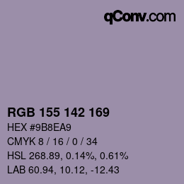 颜色代码: RGB 155 142 169 | qconv.com