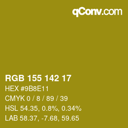 カラーコード: RGB 155 142 17 | qconv.com